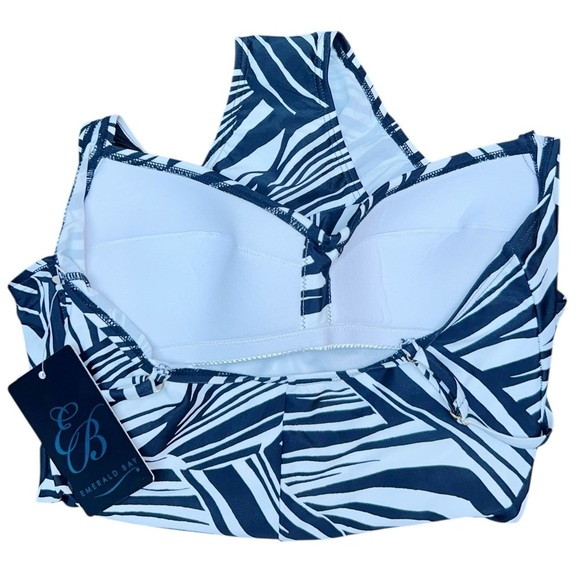 Emerald Bay Black & White Stripe One Piece Swimsuit Size 14 NWT - Picture 7 of 10